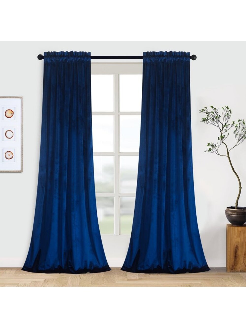 Luxurious Royal Blue Velvet Curtains - 108" Thermal Insulated Rod Pocket Drapes